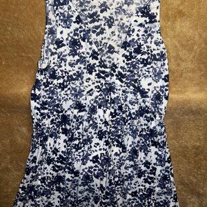 Aerie Small Floral V-Neck Tank Top Blue White‎ C03